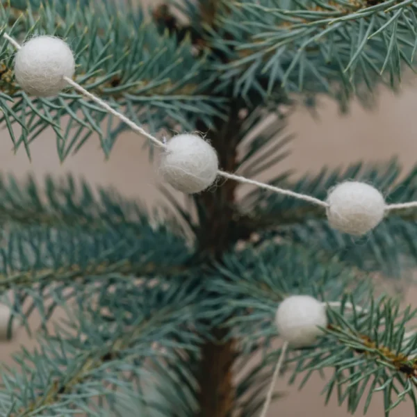 Pakabinama rankų darbo Kalėdų eglutės girlianda „Sniego kamuoliukai“