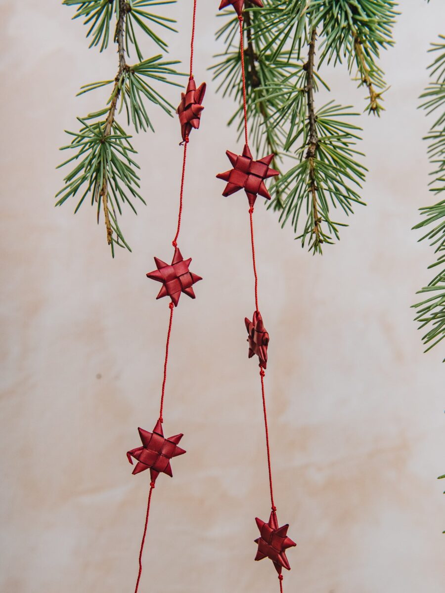 Pakabinama rankų darbo Kalėdinės eglutės girlianda „Žvaigždės“