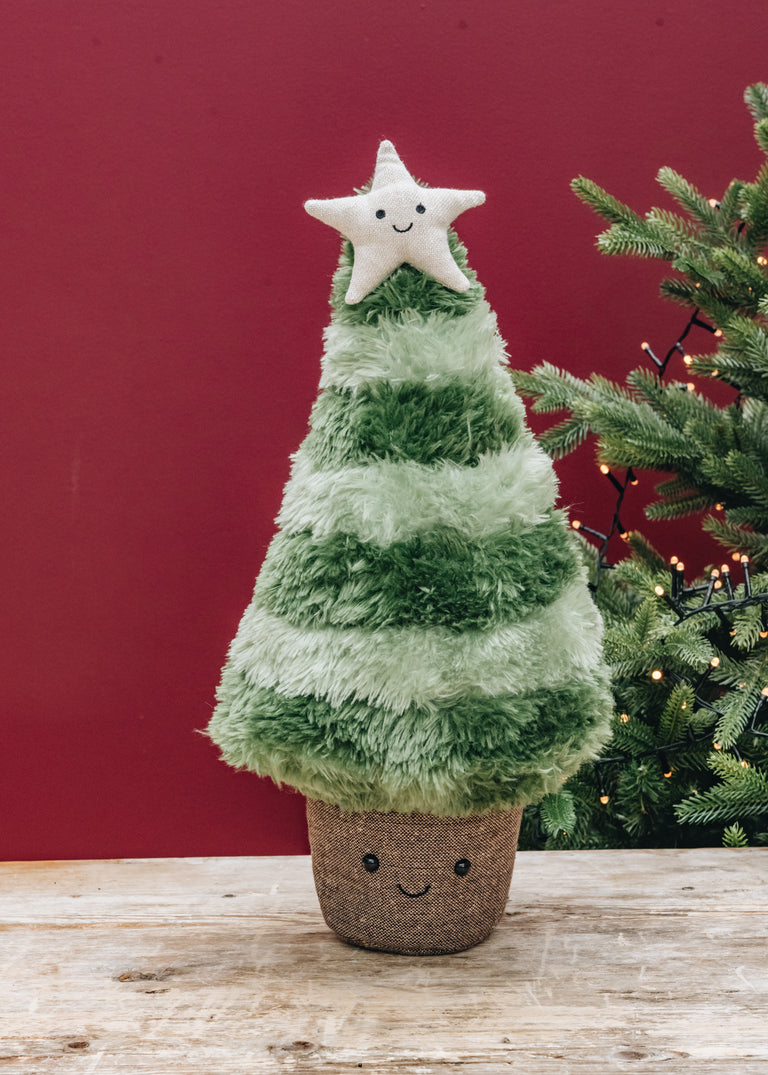 Rankų darbo minkštas pliušinis žaislas vaikams iš medvilnės „Eglutė su žvaigžde“