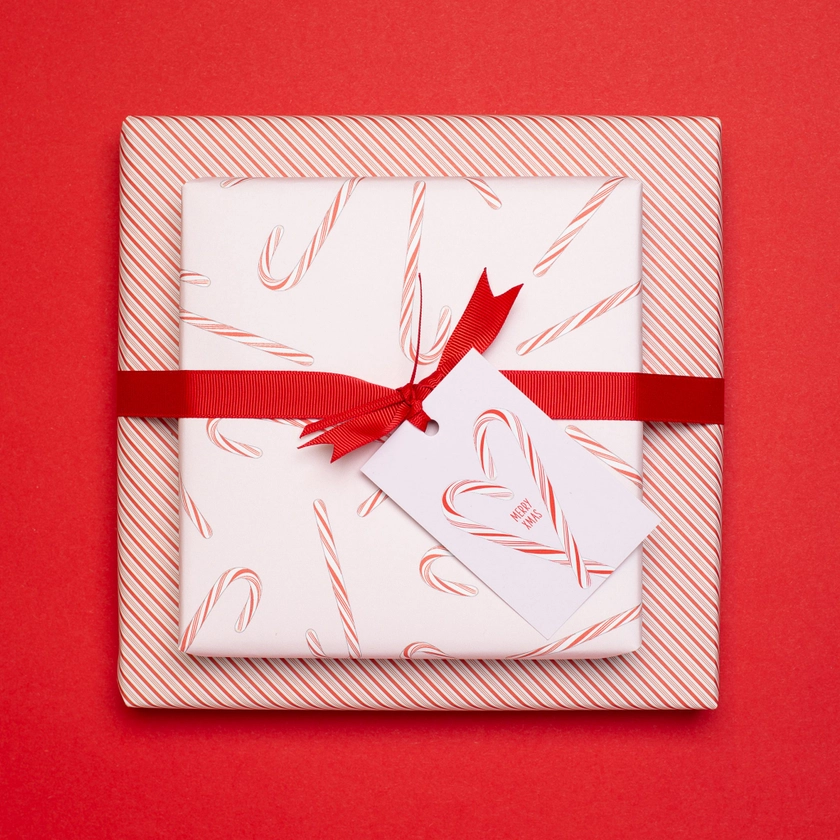 Dvipusis dovanų pakavimo popierius lapais „Saldainiai“